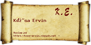 Kósa Ervin névjegykártya