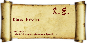 Kósa Ervin névjegykártya